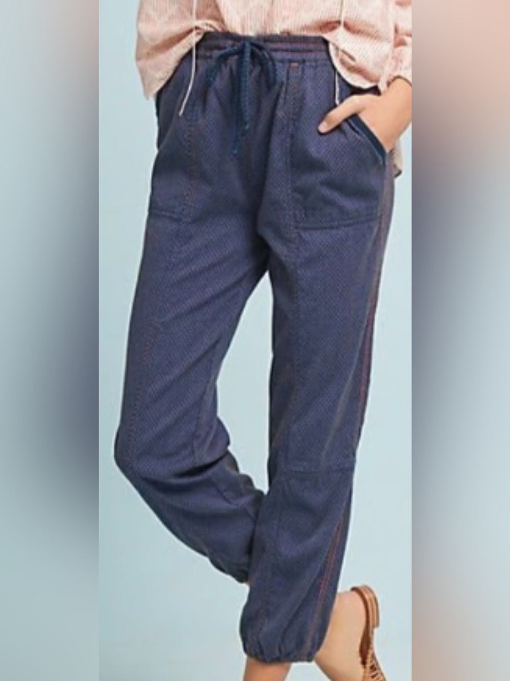 Anthropologie Dylan specked Navy with Subtle Dot Print Jogger Pants